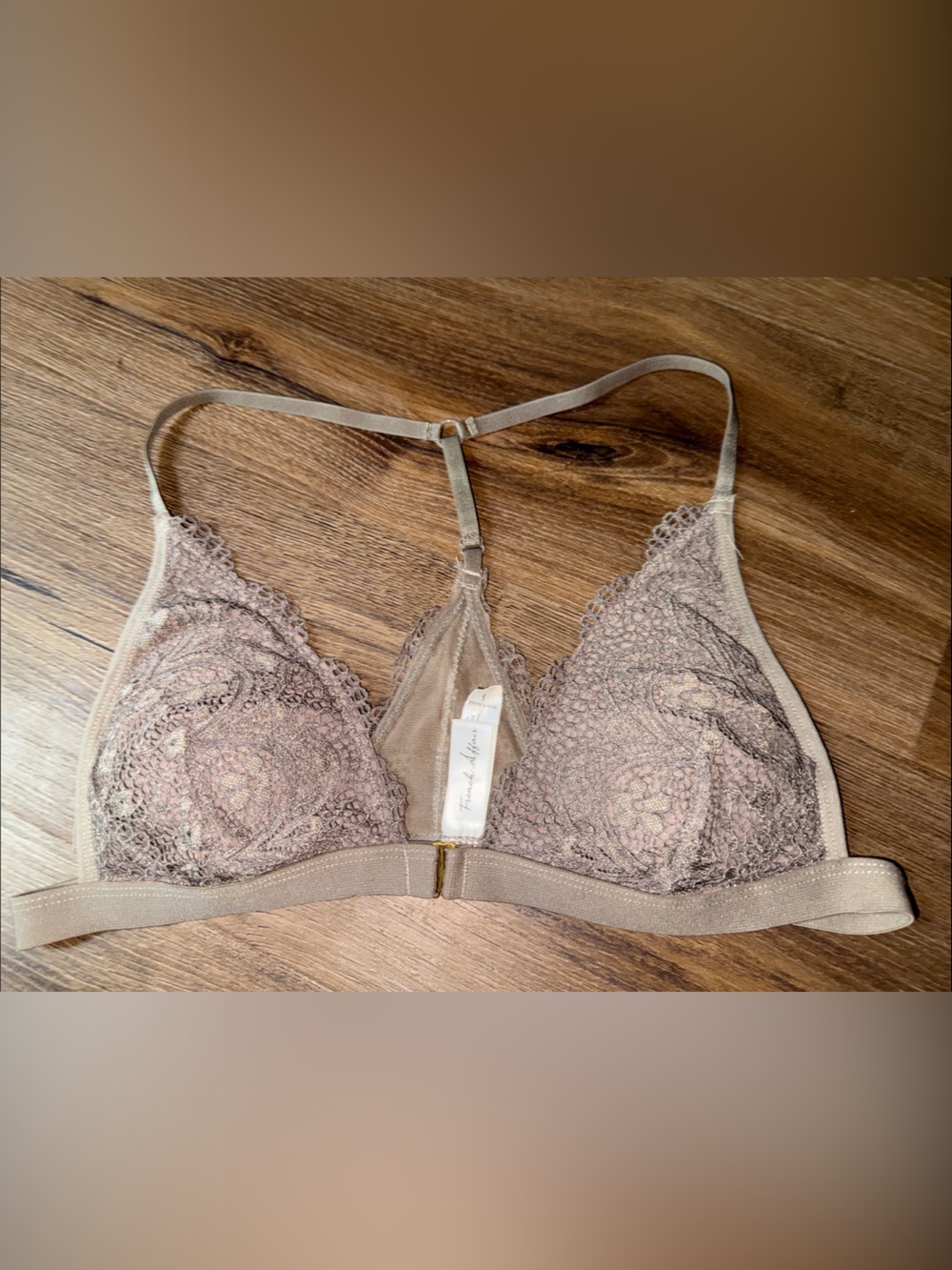 Soft Lace Racerback Bralette in Taupe